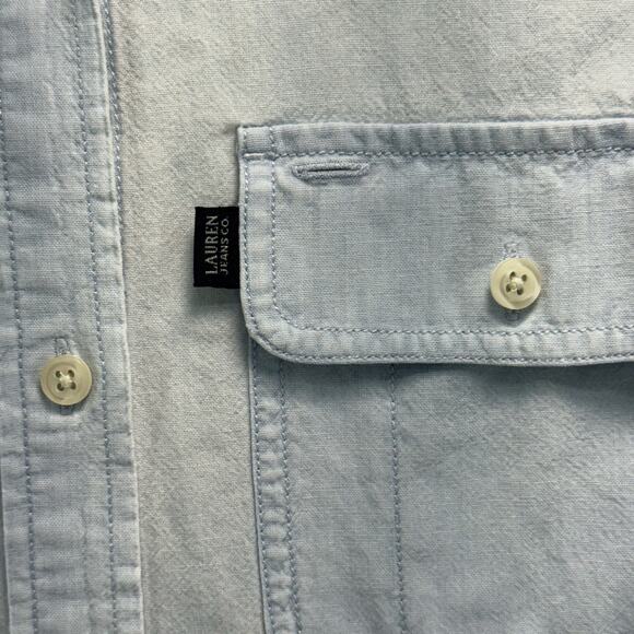 Lauren by Ralph Lauren women’s small denim button-down long sleeve top - Picture 5 of 9